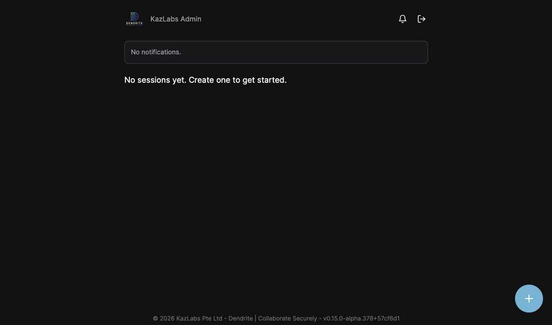 Dendrite home screen with session list