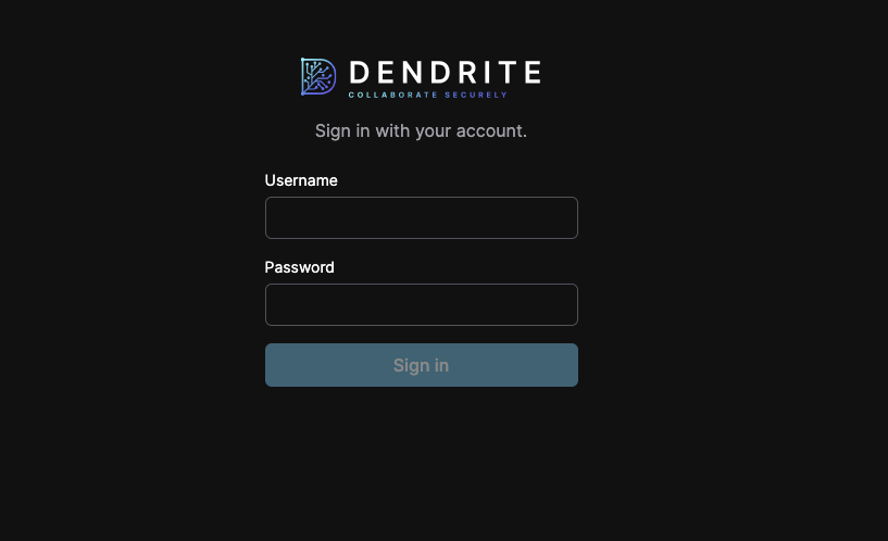 Dendrite sign-in page