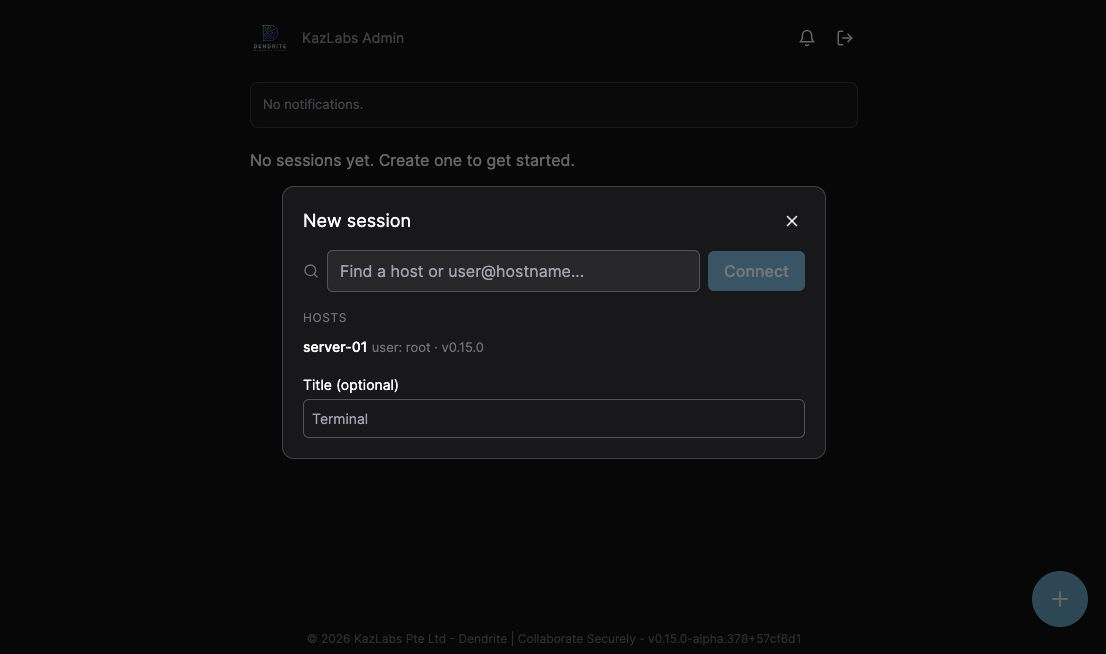 Dendrite host picker for starting a new session